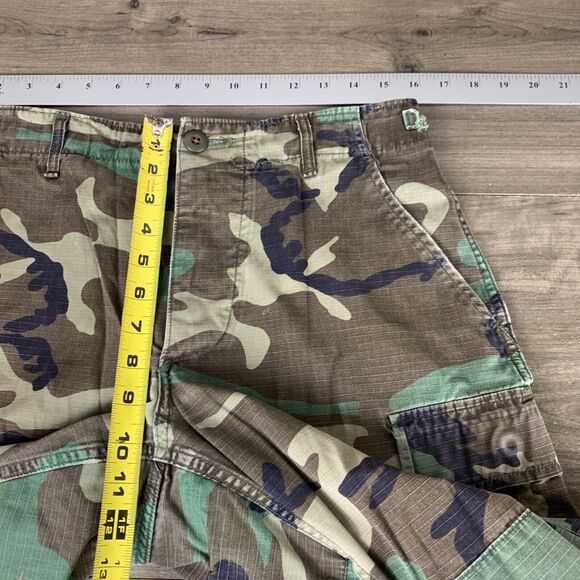 VTG Army Marine Woodland CAMO Cargo Mens Pants Button Fly Size Small Short - Picture 9 of 16